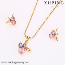 62570 Xuping Fashion China Wholesale 18K Charming Glass Gold Jewelry Set